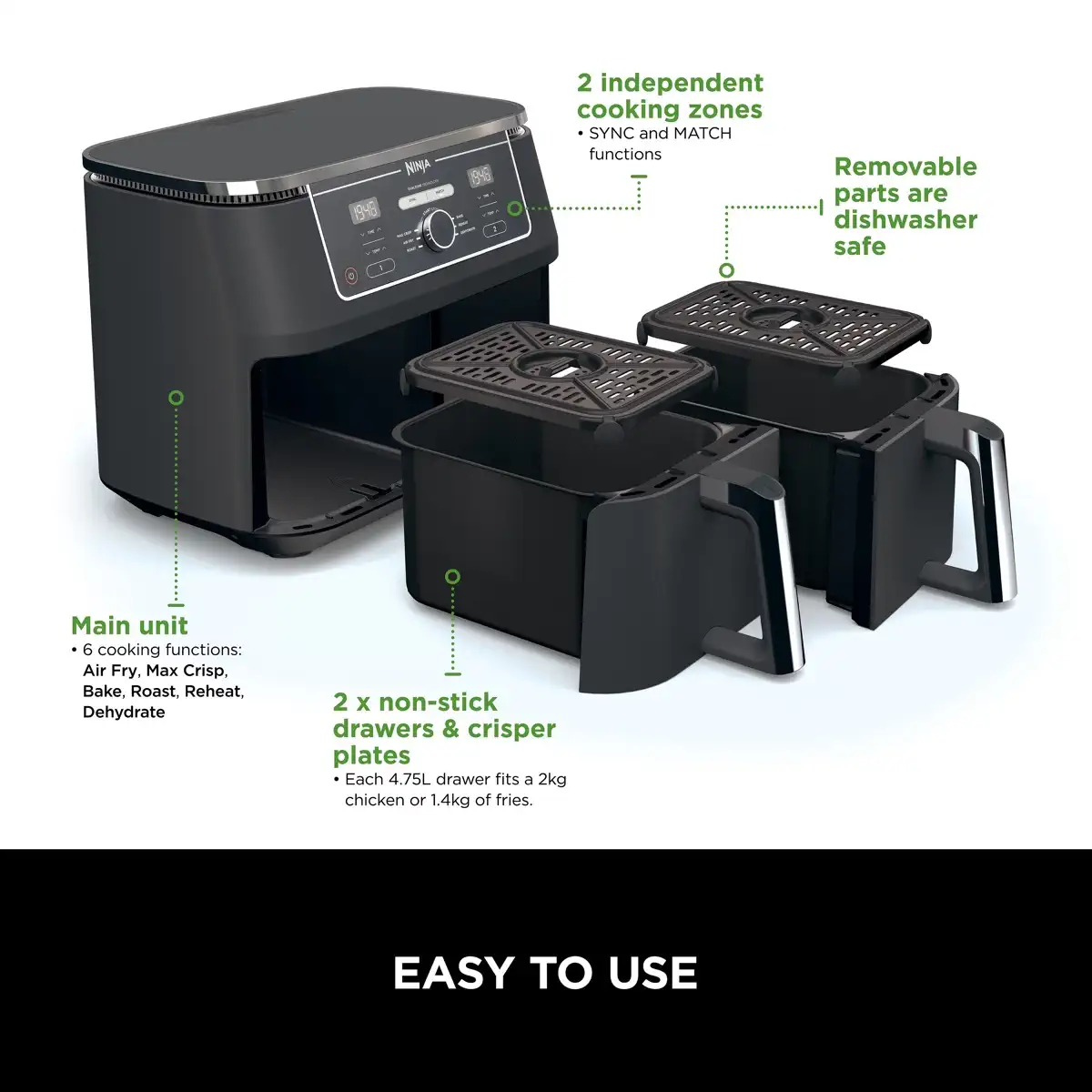 Ninja Foodi Max Dual Zone Air Fryer (9.5 L)