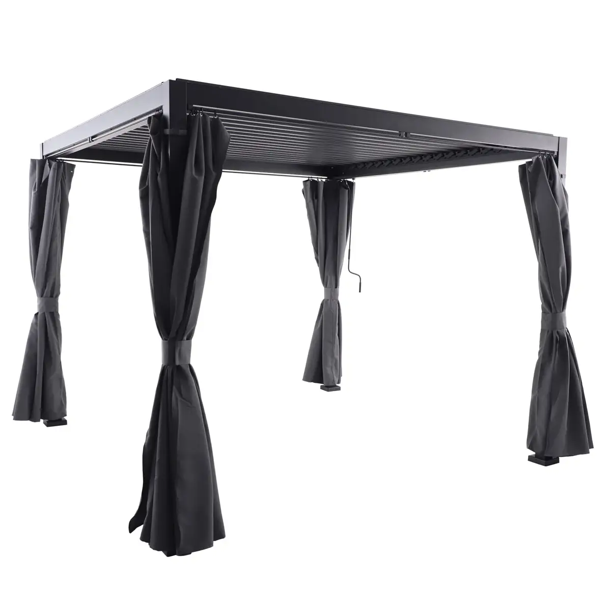 Steel Manual Shutter Gazebo (Black, 3 x 3 m)