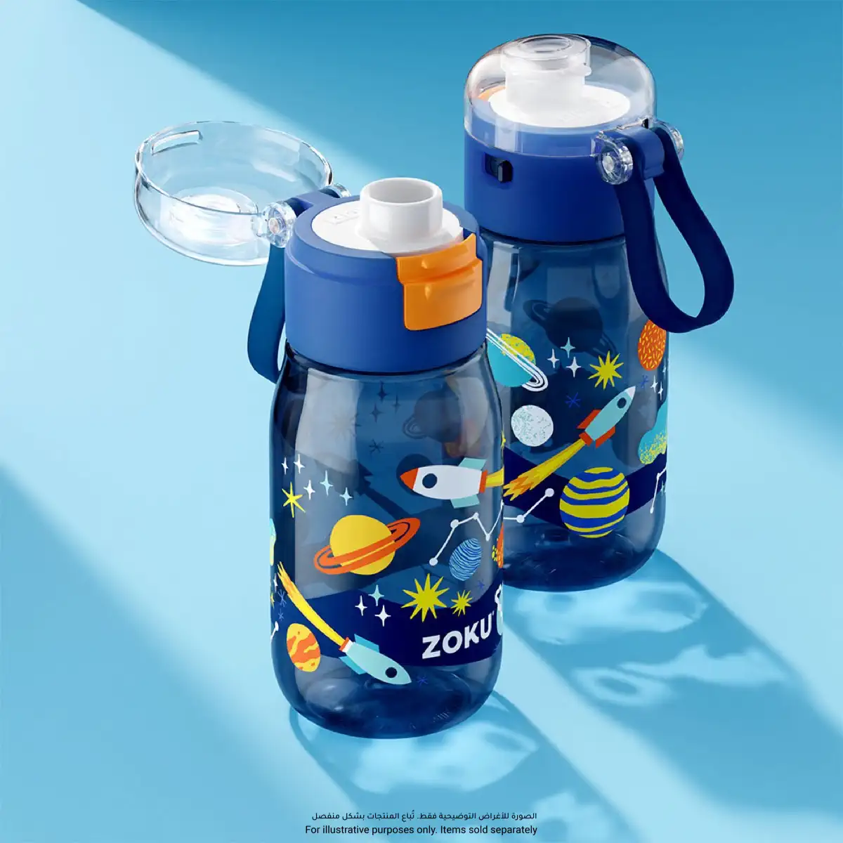 Zoku Space Kids Flip Gulp Bottle (475 ml, Blue)