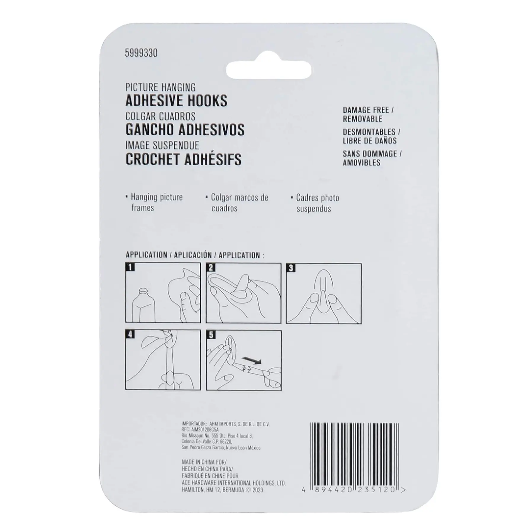 ACE Adhesive Picture Hanging Strips (4 Pairs, 1.9 x 6.5 cm, White)