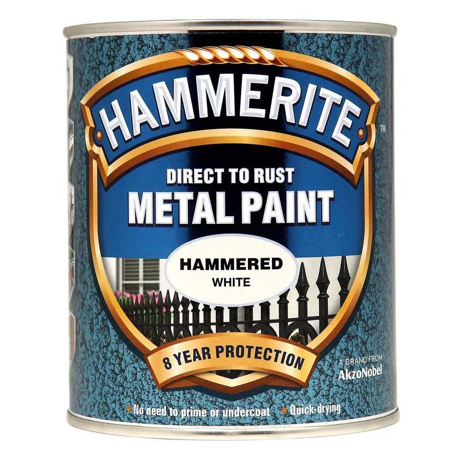 Hammerite Hammered Metal Paint (White, 750 ml)