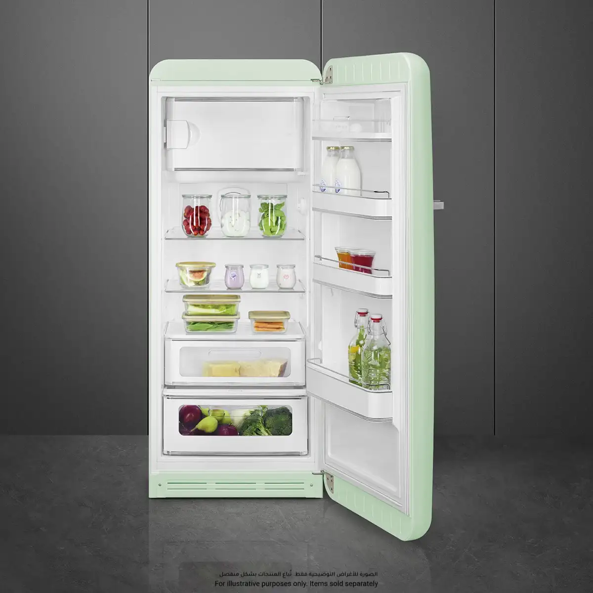 SMEG Freestanding 50s Retro Style Refrigerator, FAB28RPG5GA (281 L)