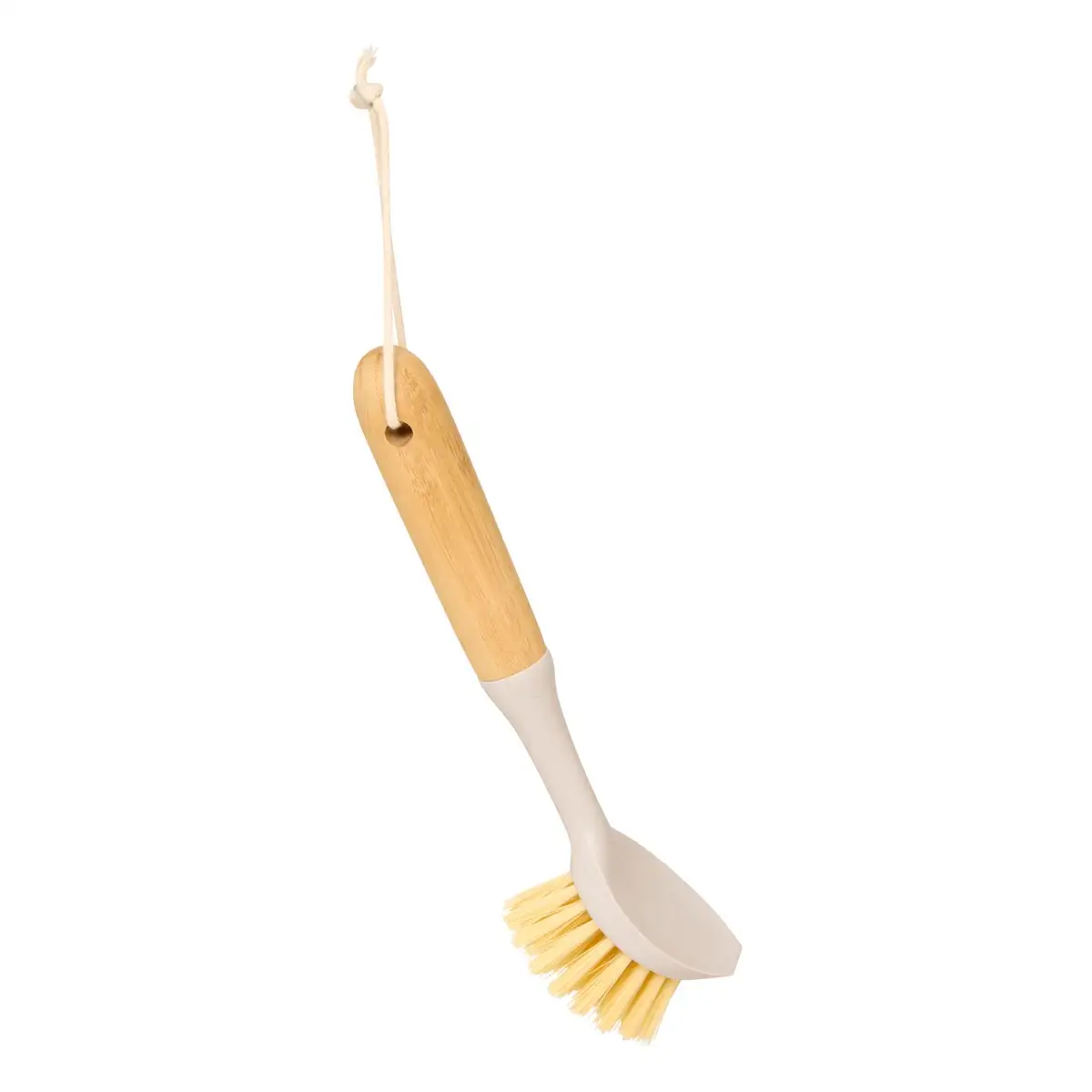 فرشاة صحون بخمسة رؤوس بمقبض من الخيزران (22 سم، بيج)