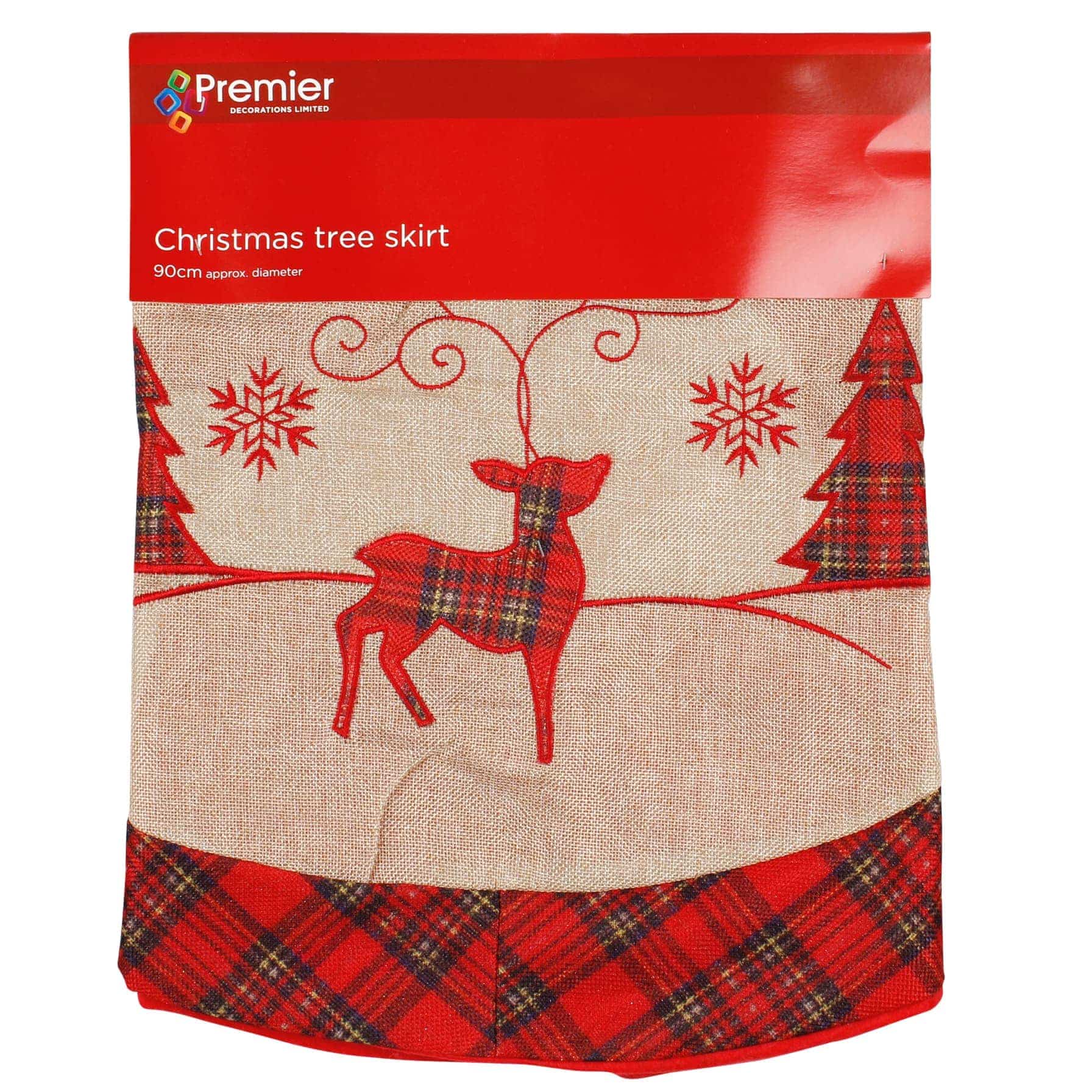 Premier Plaid Reindeer Christmas Tree Skirt (90 cm)