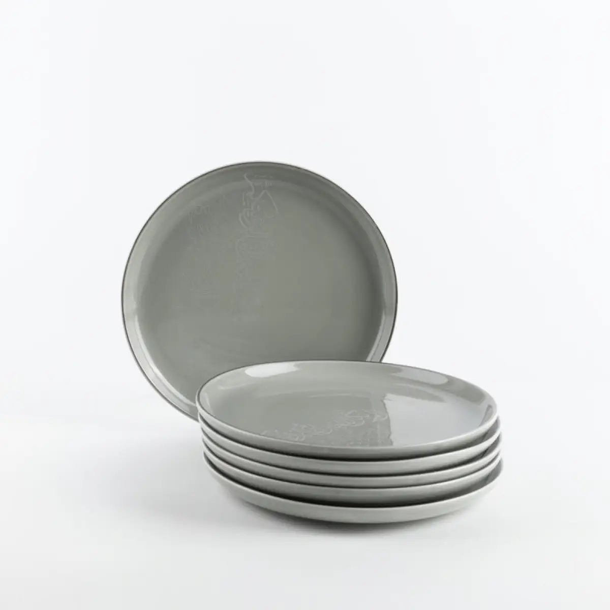 Otantik Liqaa Serving Plates (Grey & Silver, 6 Pc.)