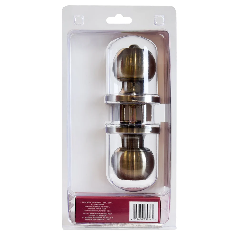 Ace Antique Brass Door Lock Entry Tubular Ball Knob
