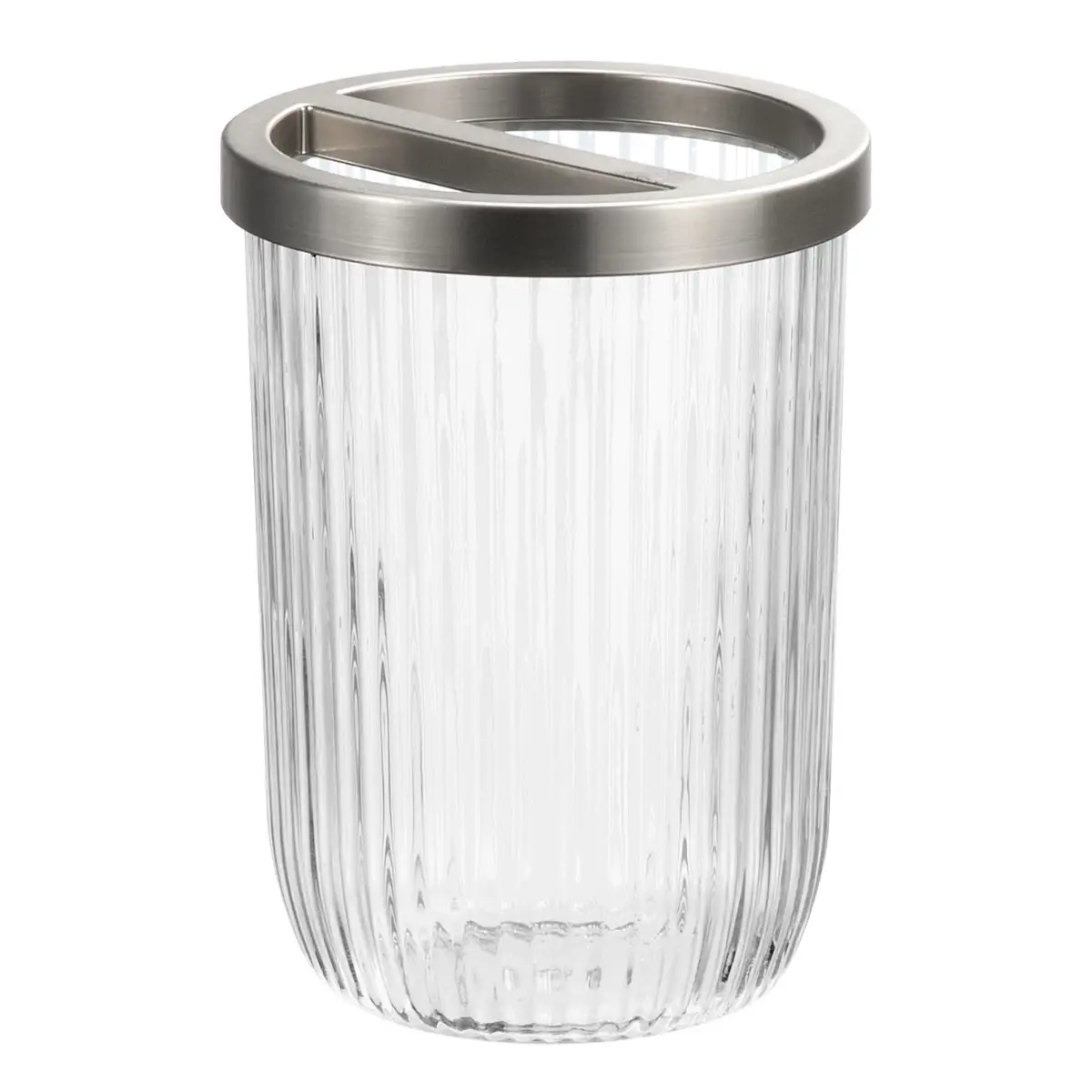 Interdesign Fluted Glass Toothbrush Holder (8.3 x 8.3 x 11.4 cm)