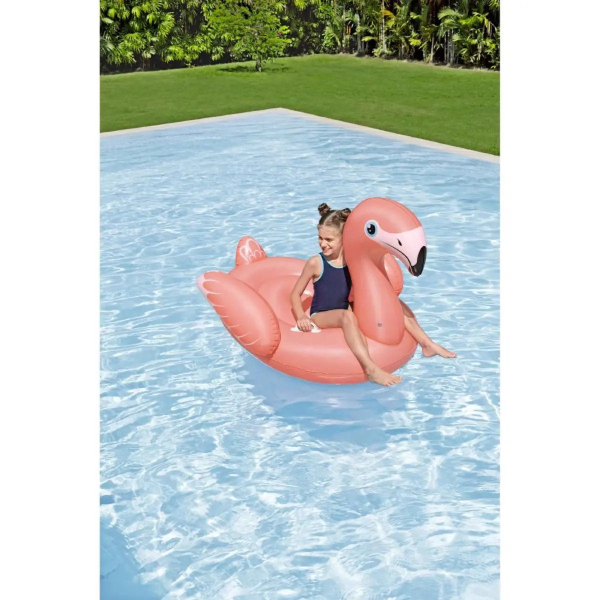 Bestway Inflatable Rider Fancy Flamingo (128 x 110 x 87 cm, Multicolor)