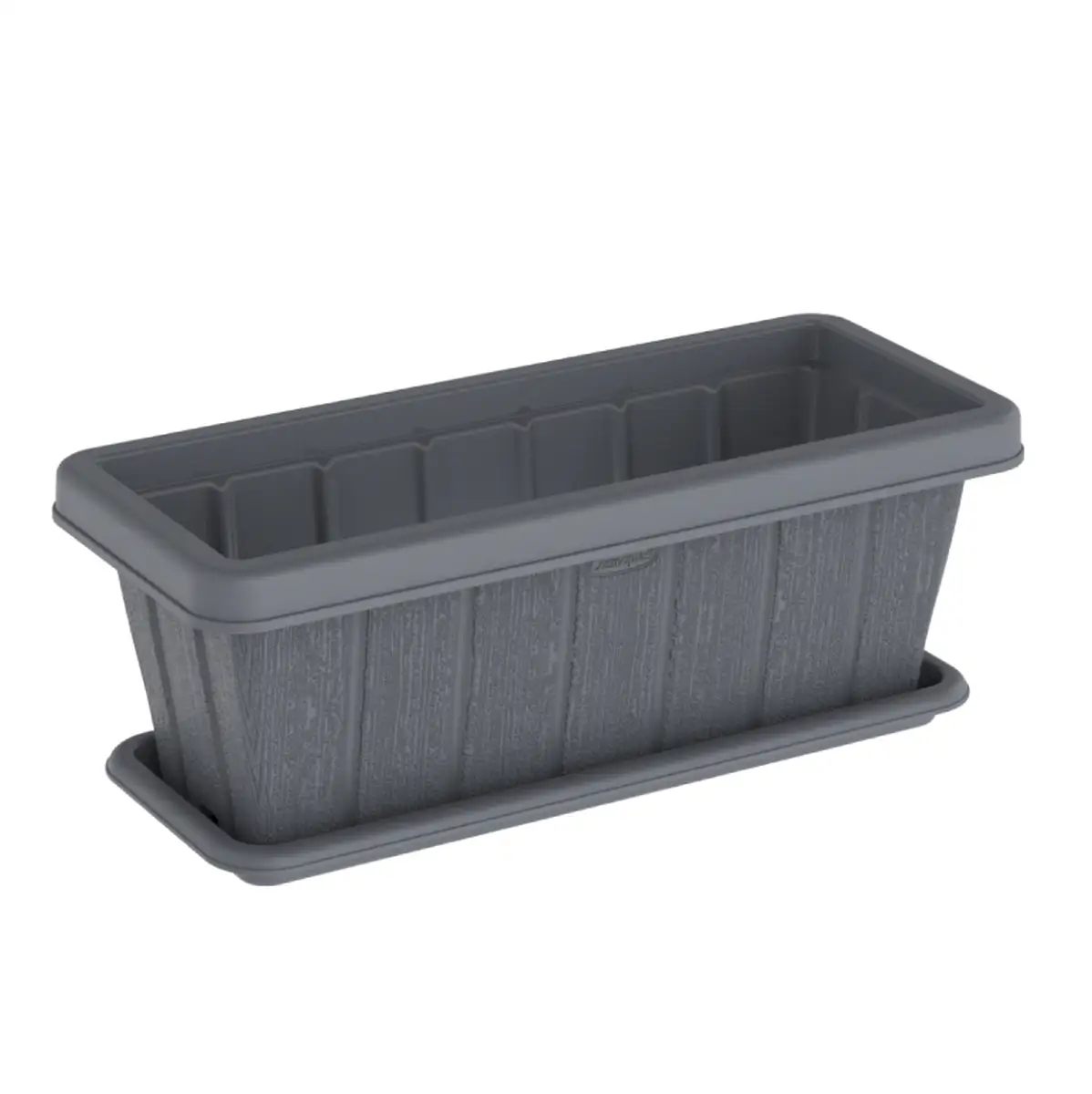 Cosmoplast Cedargrain Rectangular Plant Pot W/Tray (24 L, Cool Grey)