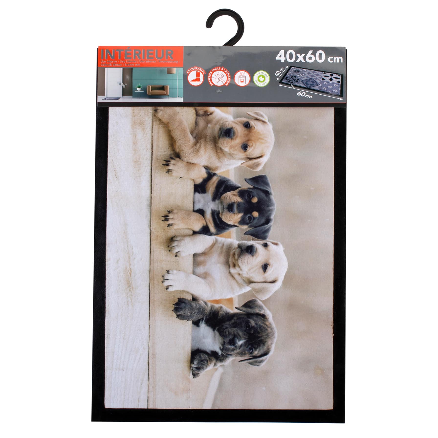 Polyester Puppies Printed Doormat (40 x 60 cm)
