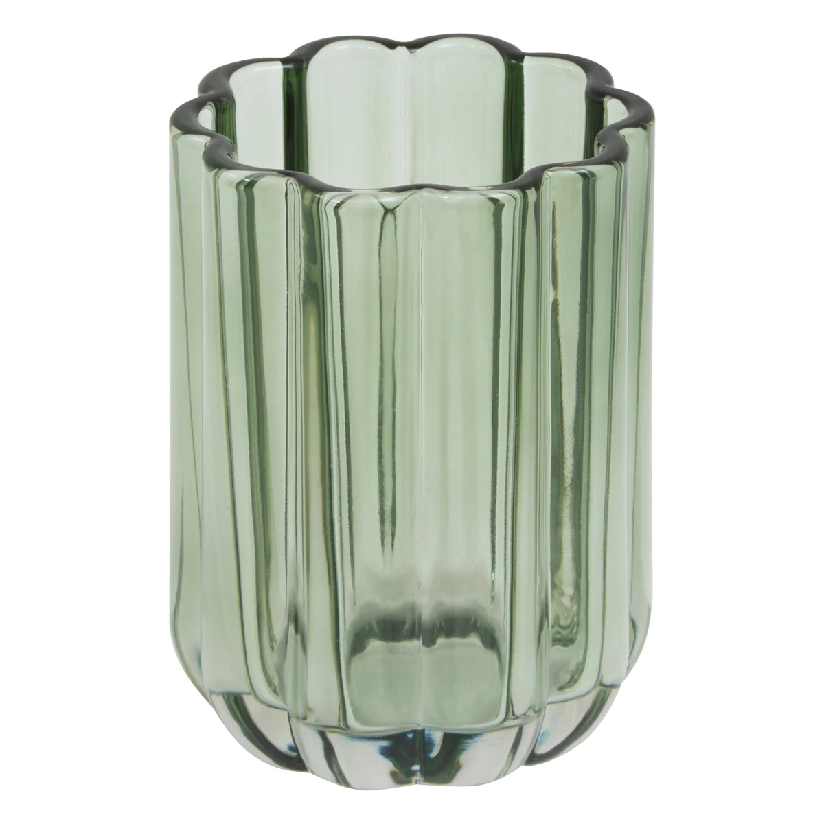 5Five Florea Glass Toothbrush Holder (Green, Dia. 7.7 x 11 cm)