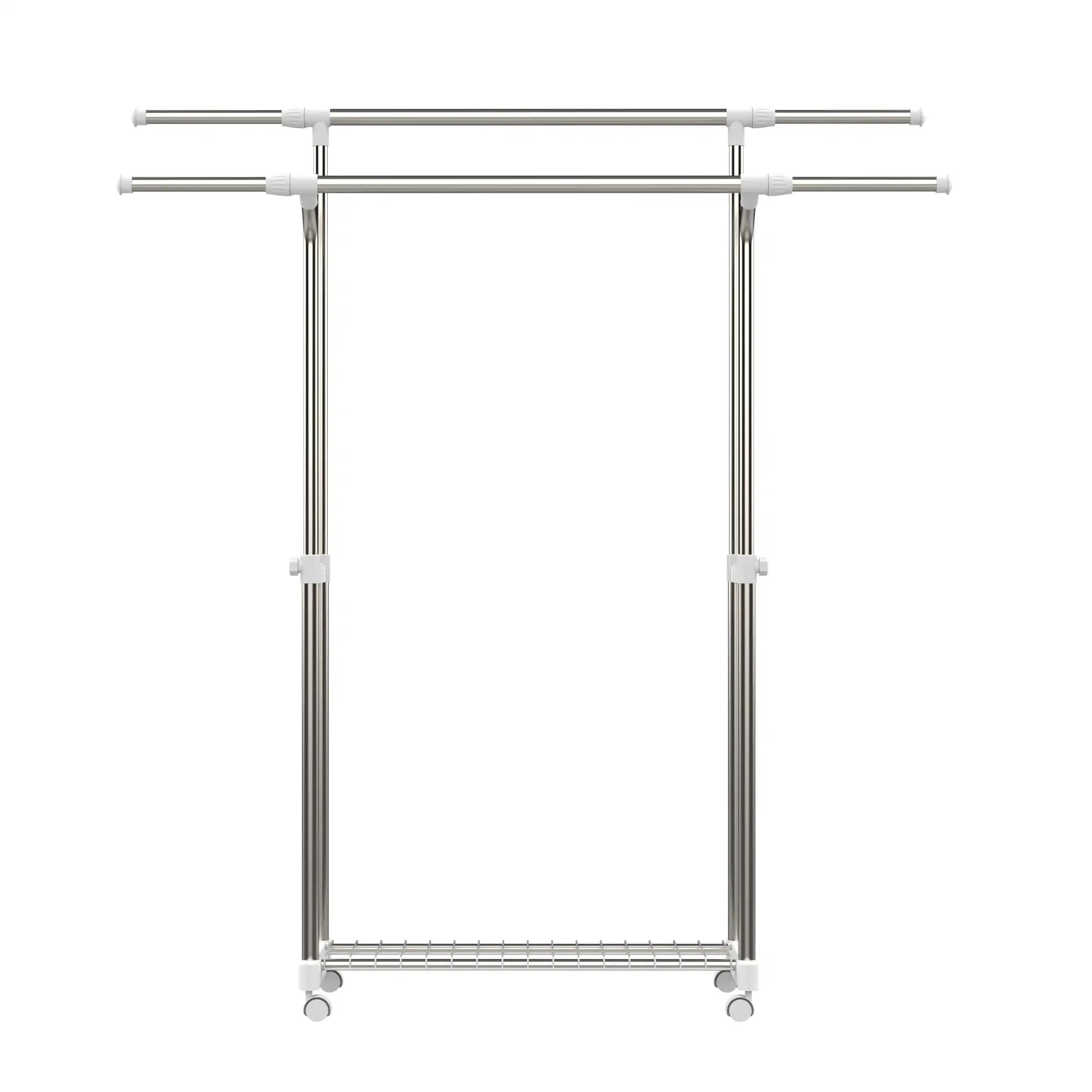 Extendable Stainless Steel Double-Rail Garment Rack (94-160 x 43 x 92-160 cm)