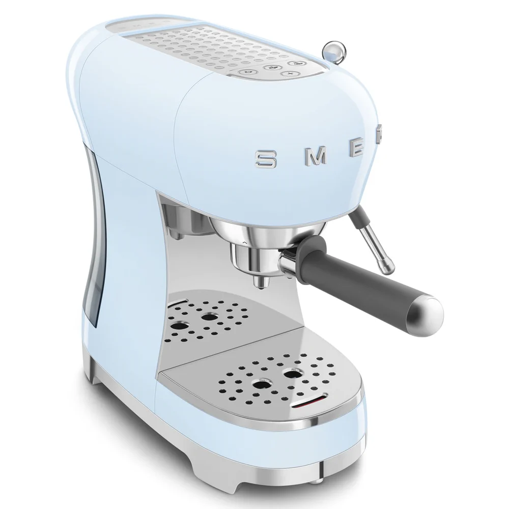Smeg 50's Style Espresso Coffee Machine W/Pump & Steam Wand, ECF02PBUK (1.1 L, 15 Bar, 1350 W)