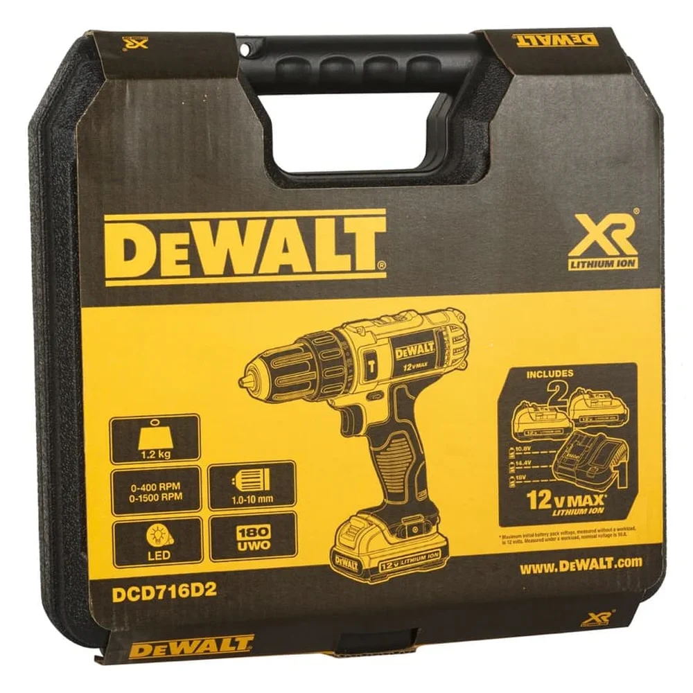 Dewalt Cordless Compact Hammer Drill Driver Kit, DCD716D2-B5 (12 V)