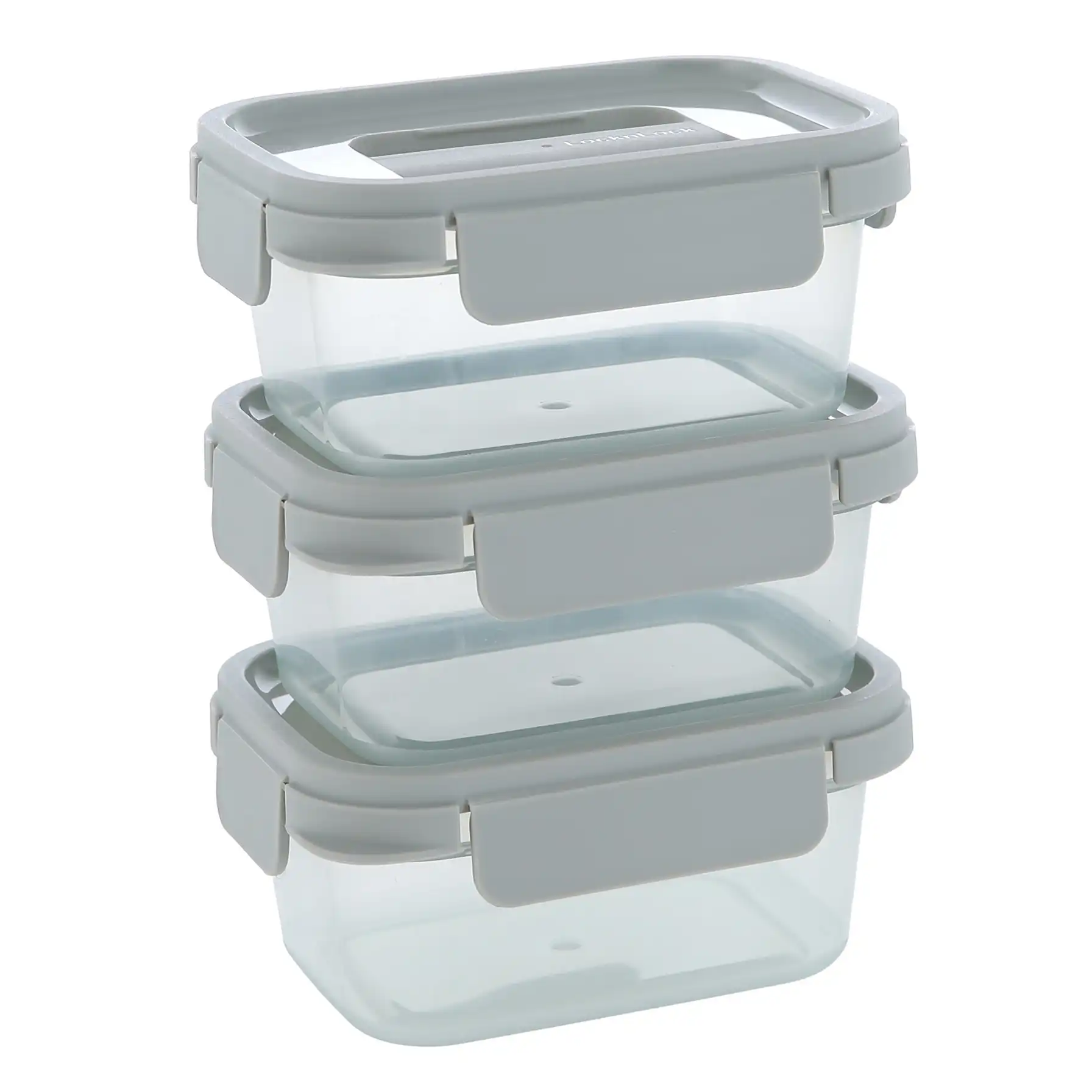 Lock & Lock Nestopia Plastic Food Container Set (500 ml, 3 Pc., Gray)