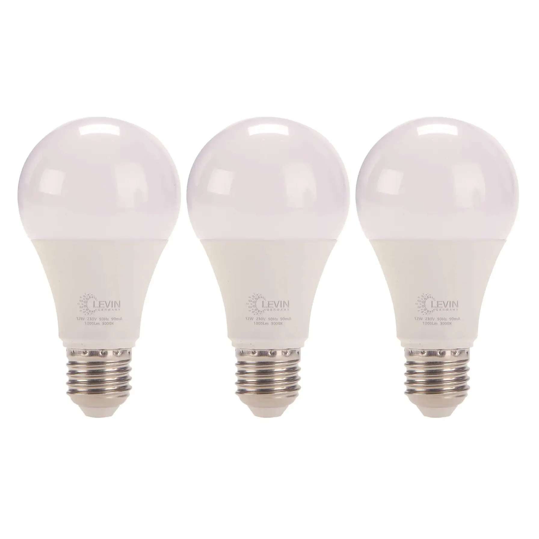Levin E27 LED A-Type Light Bulb Pack (3 Pc., 12 W, Warm White)