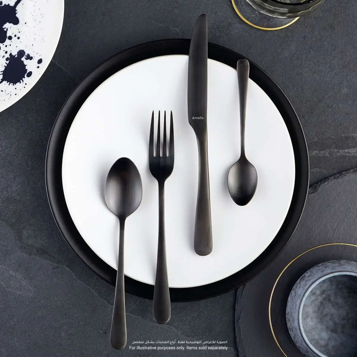 Amefa Austin Stainless Cutlery Set (Black, 24 Pc.)
