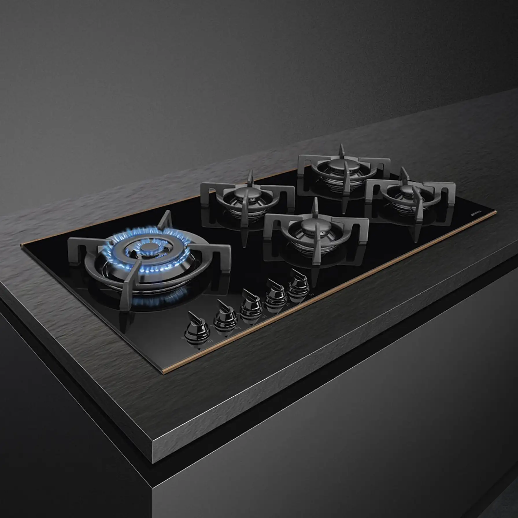 Smeg Dolce Stil Novo Aesthetic Built-In 5-Burner Gas Hob, PV695LCNR (10.2 x 90 x 51 cm)