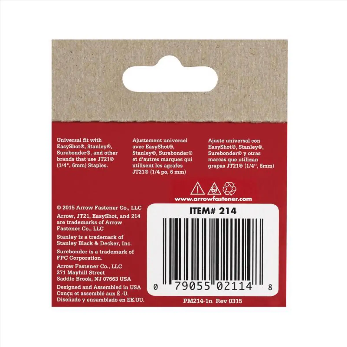 Arrow Light Duty Staples W/Wide Crown, JT21 1/4in Pack (0.6 cm, 1000 Pc.)