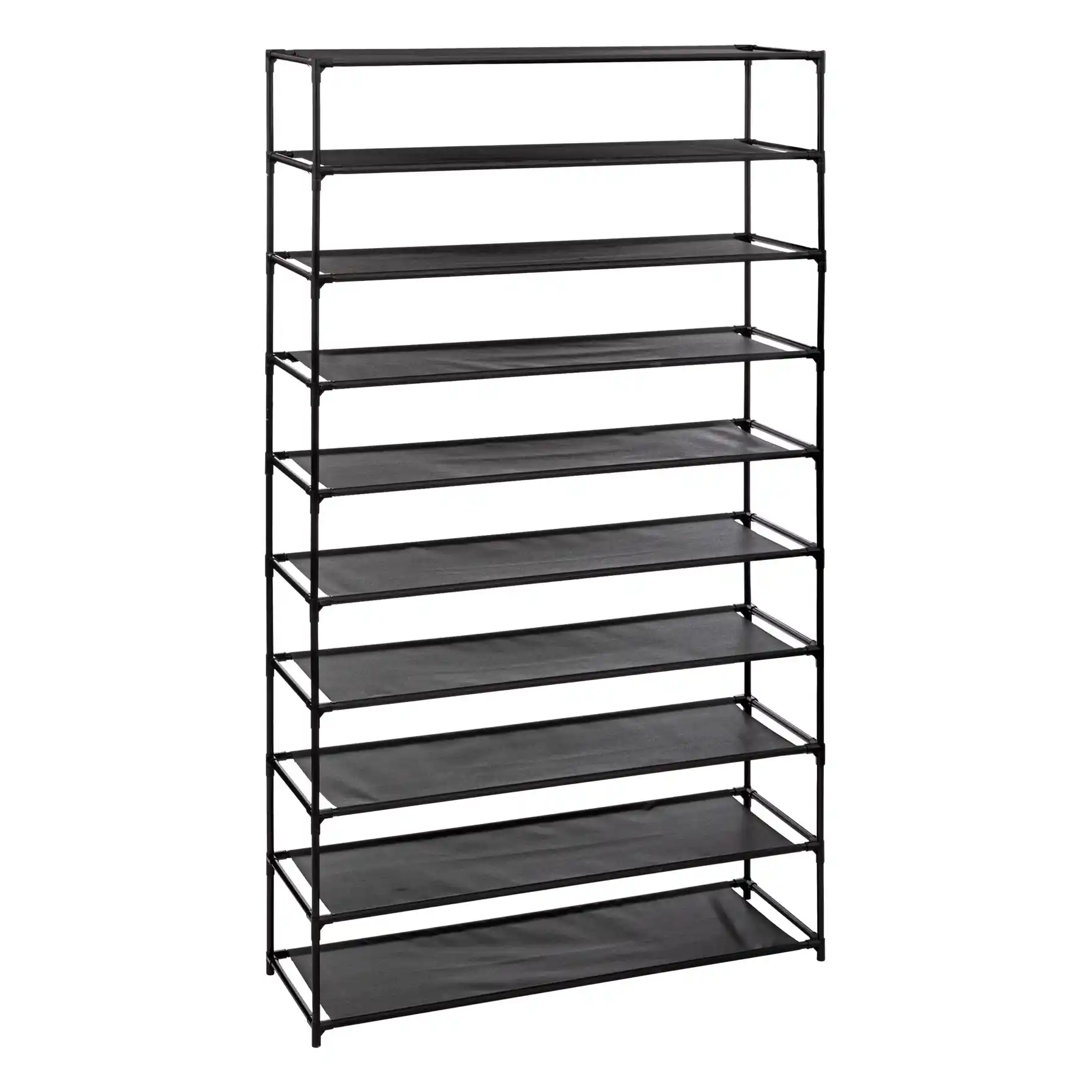 5Five 10-Tier Steel & Fabric Shoe Rack (93 x 30.5 x 158 cm, Black)