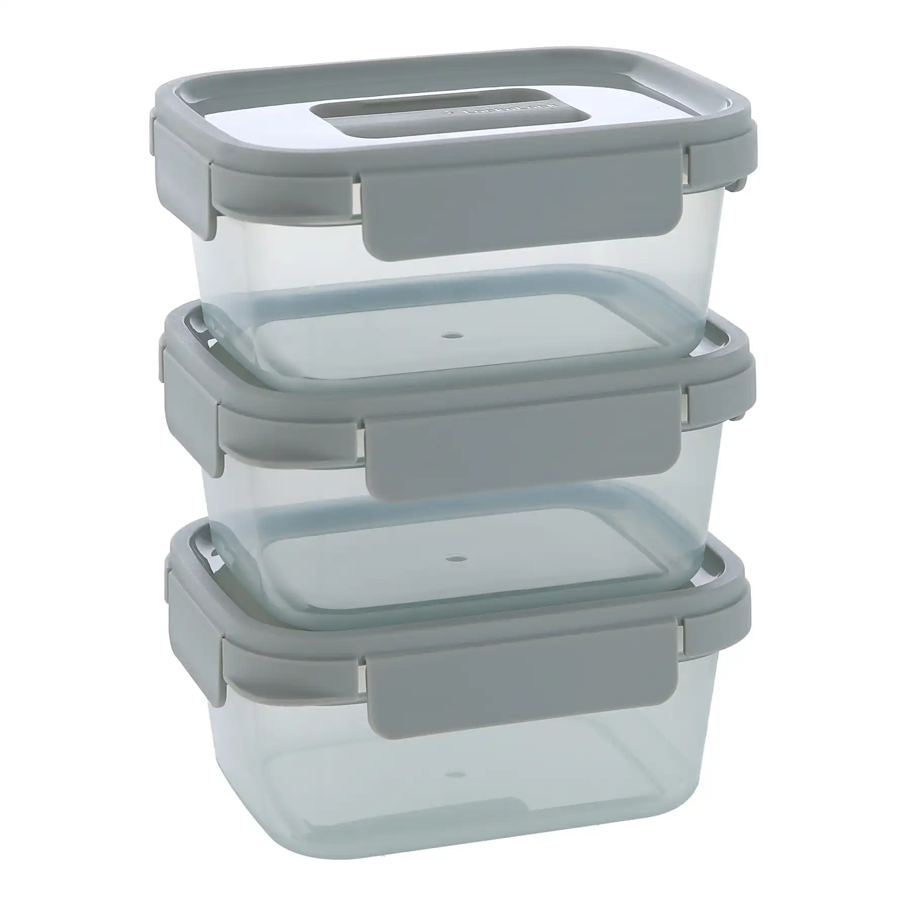 Lock & Lock Nestopia Plastic Food Container Set (920 ml, 3 Pc., Gray)