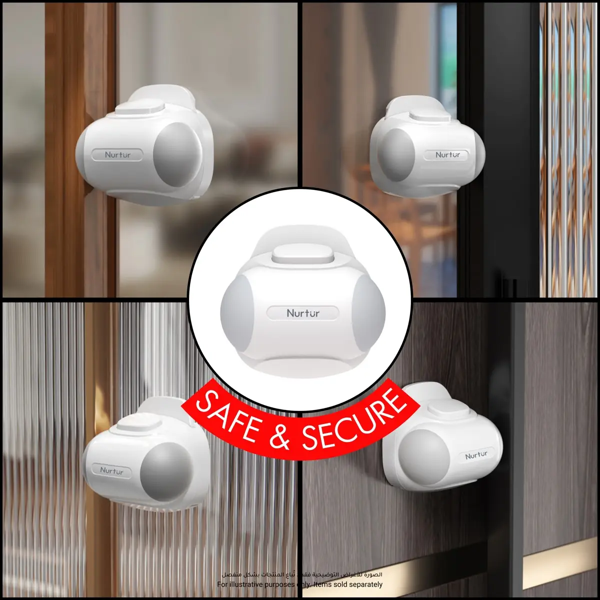 Nurtur Child Safety Door & Window Lock (5.6 x 4.5 x 4.5 cm)