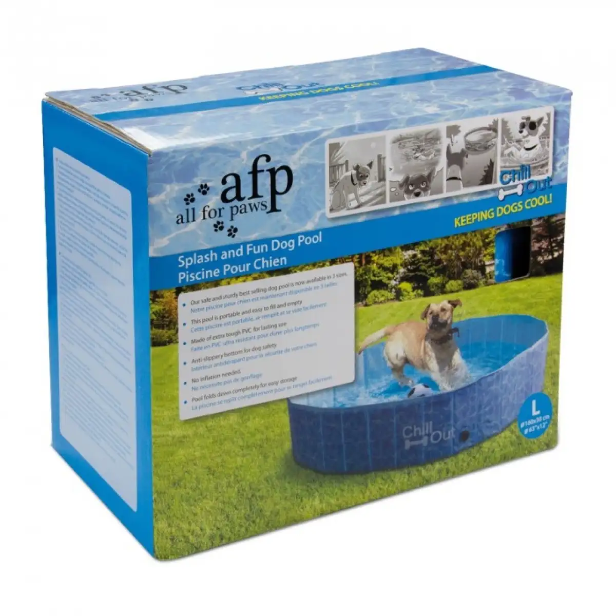 All For Paws Chill Out Splash & Fun Dog Pool (Large, 160 x 160 x 30 cm)