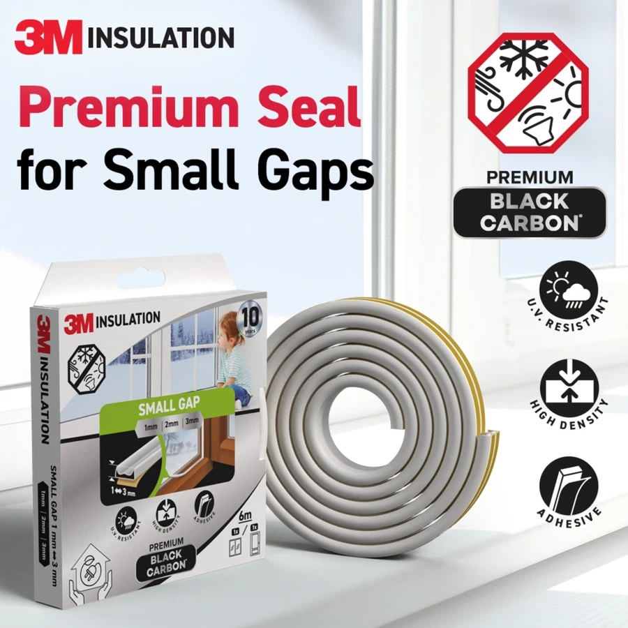 3M Premium Insulation Seal Tape (Small Gap, White, 6 m)
