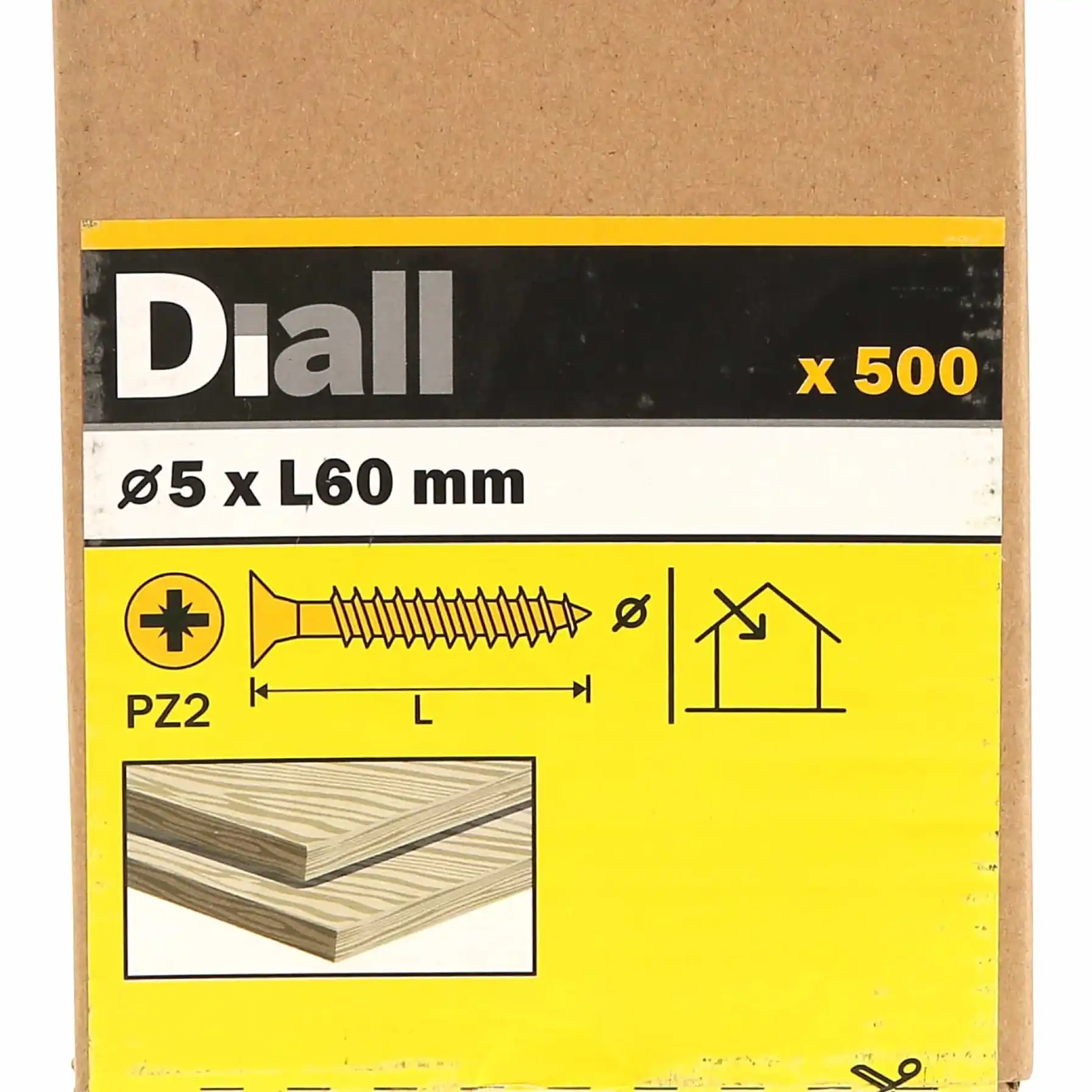 Diall Carbon Steel Wood Screw Pack (5 x 60 mm, 500 Pc.)