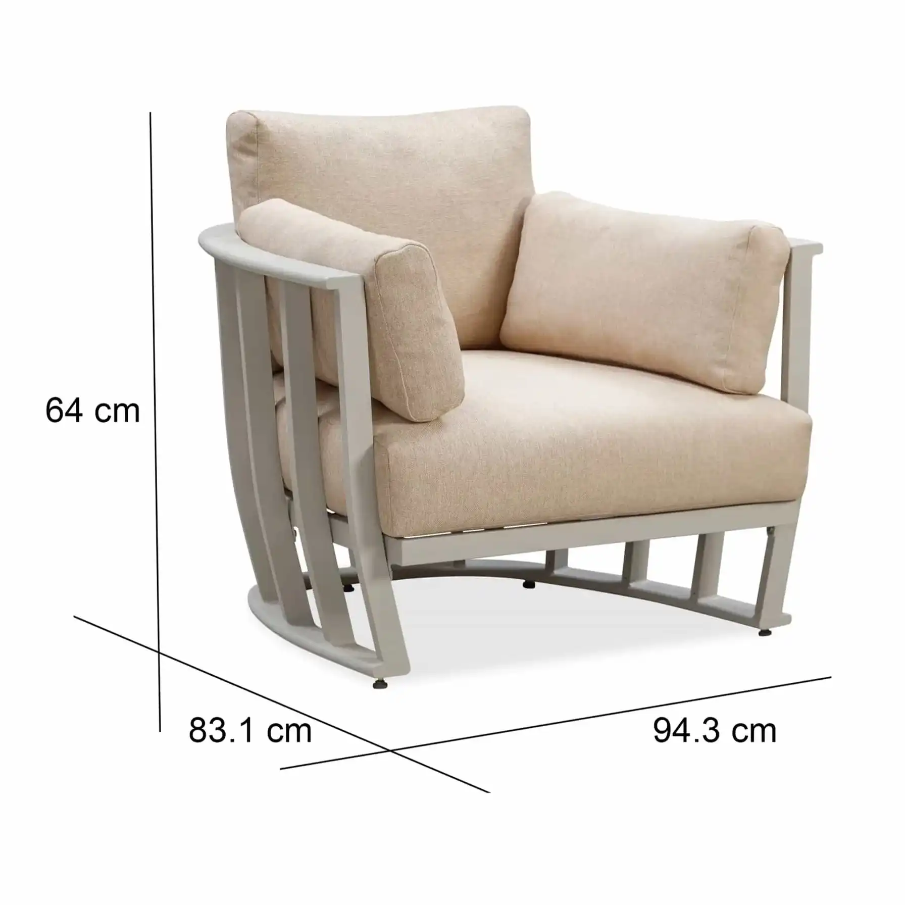 Florida Single-Seater Aluminum Outdoor Sofa (94.3 x 83.1 x 64 cm)