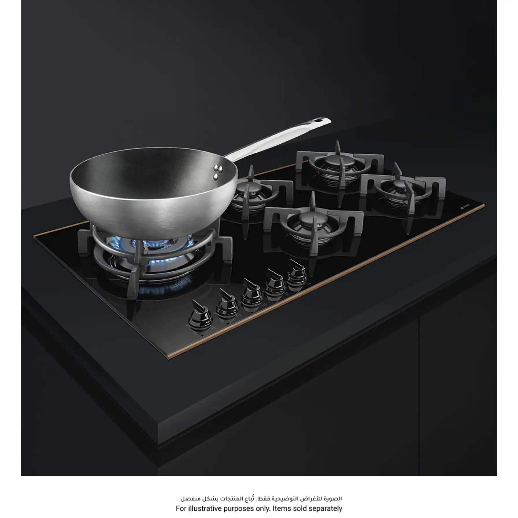 Smeg Dolce Stil Novo Aesthetic Built-In 5-Burner Gas Hob, PV695LCNR (10.2 x 90 x 51 cm)