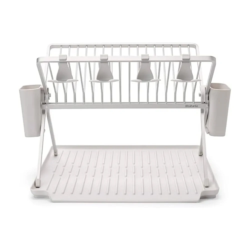 Brabantia SinkSide Aluminum & Plastic Large Foldable Dish Drying Rack (42 x 51 x 33 cm, Light Gray)