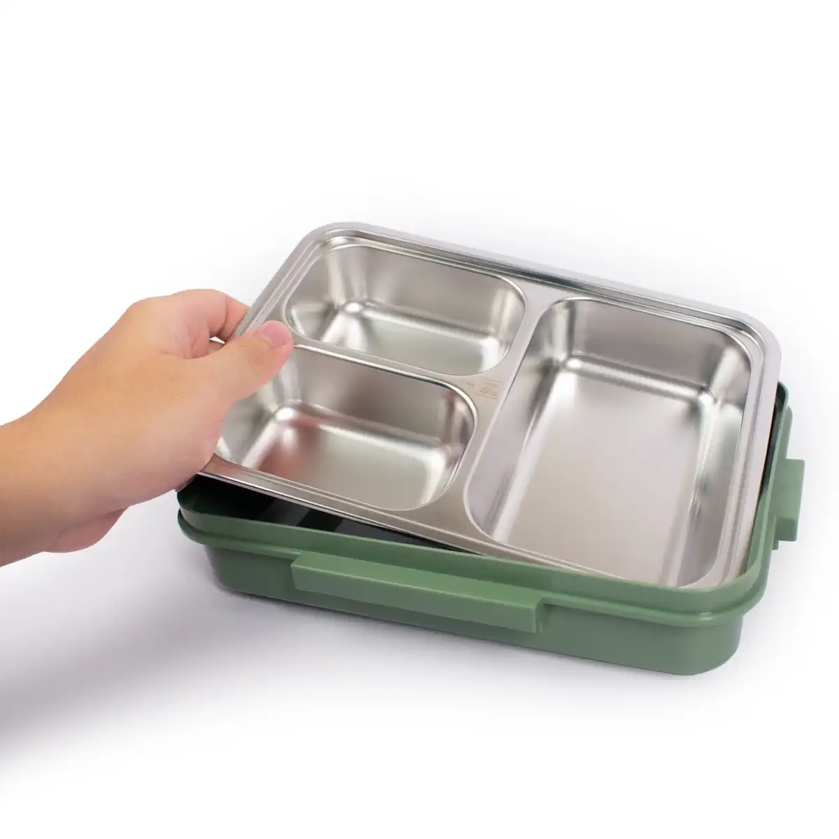Superlock Stainless Steel Lunch Box W/Cutlery (850 ml, Green)