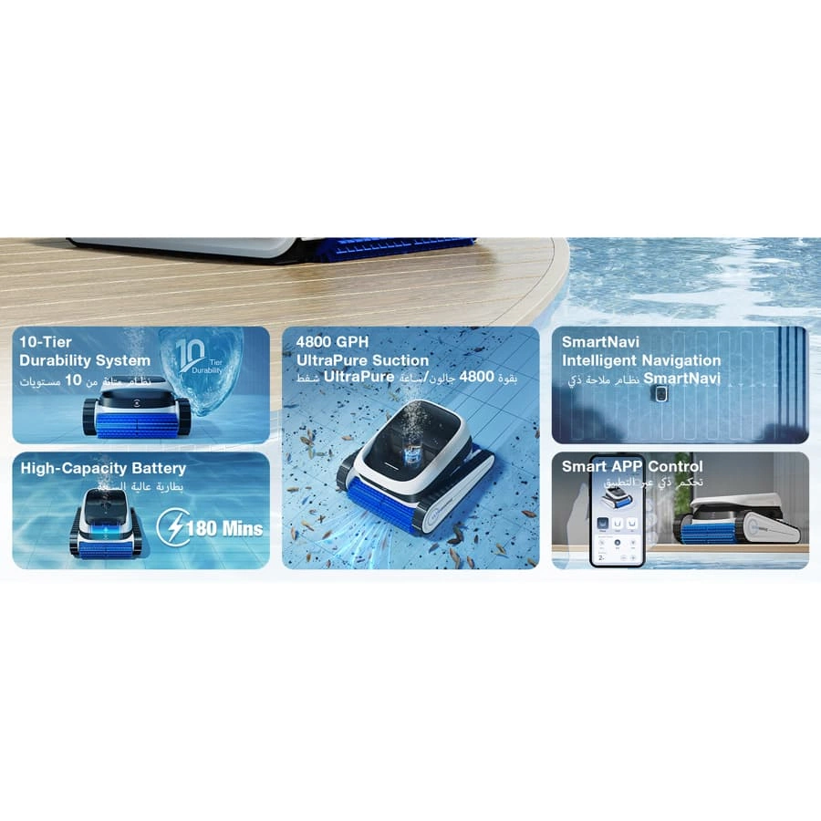 Ecovacs Cordless Robotic Pool Cleaner, Ultramarine P1 (4,800 GPH)