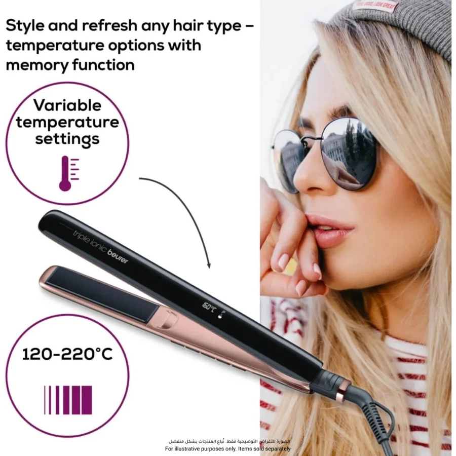 Beurer Hair Straightener W/Triple Ionic Function, HS80
