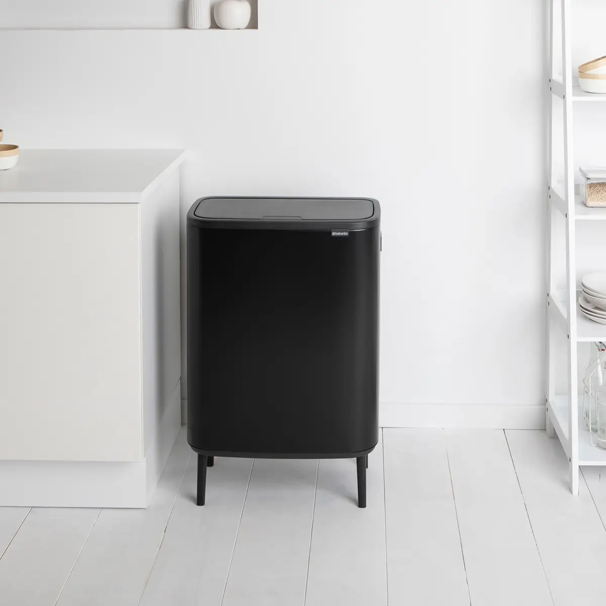 Brabantia Stainless Steel Bo Touch Bin Hi (31.2 x 54.5 x 81.5 cm, 60 L, Matt Black)