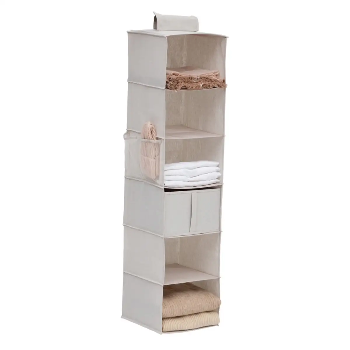 5Five Hanging Laundry Organisr 6 Compartments (Beige)