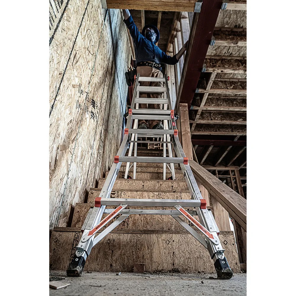 Little Giant Aluminum Multi-Position Extension Ladder W/Ratchet Leg Levelers (5.18 m)