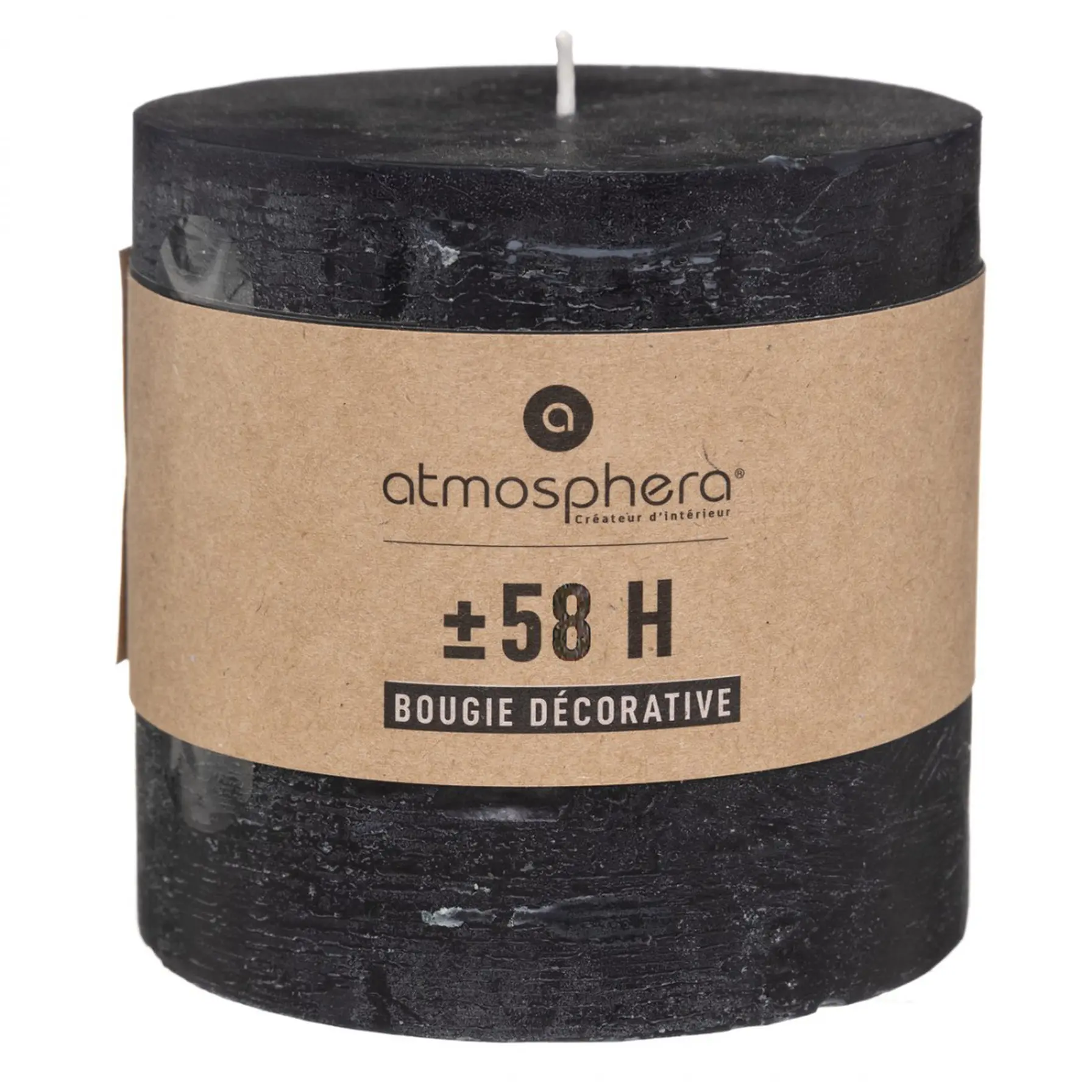 Comptoir de la Bougie Rustic Wax Pillar Candle (10 x 10 cm, Black)