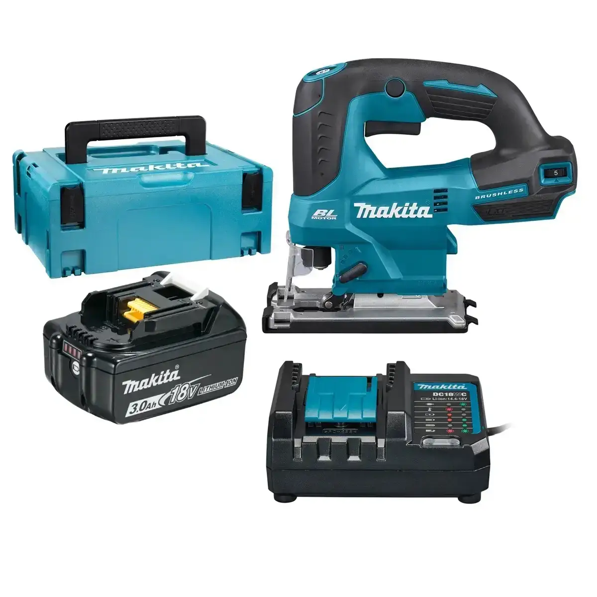 Makita Cordless Jigsaw W/Battery & Charger, DJV184RF1J (18 V)