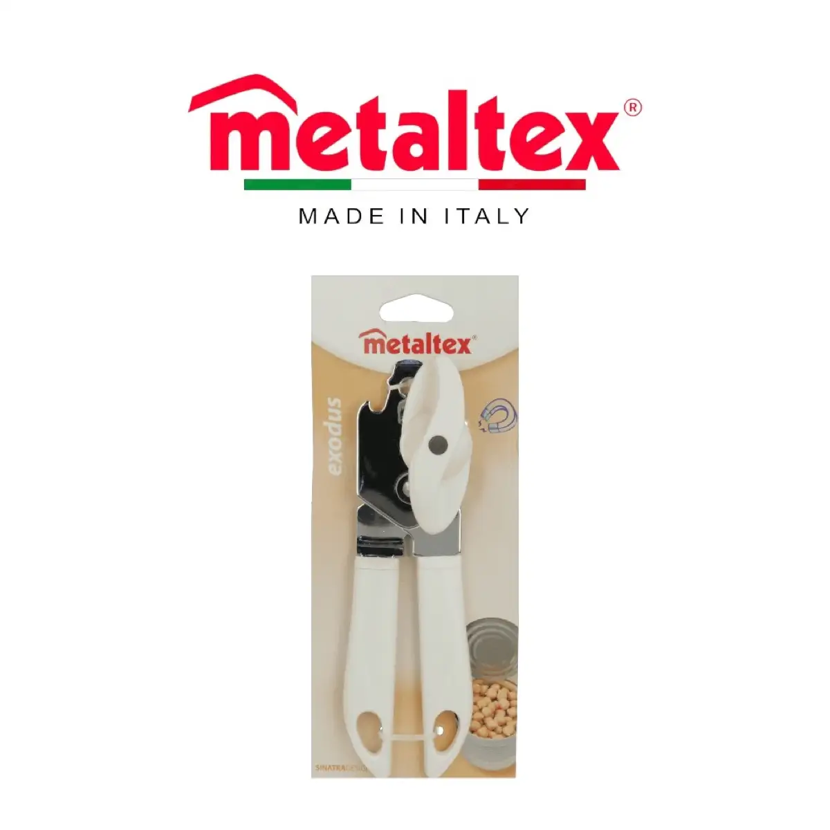 Metaltex Exodus Stainless Steel Can Opener (18 x 5 x 5 cm, White)
