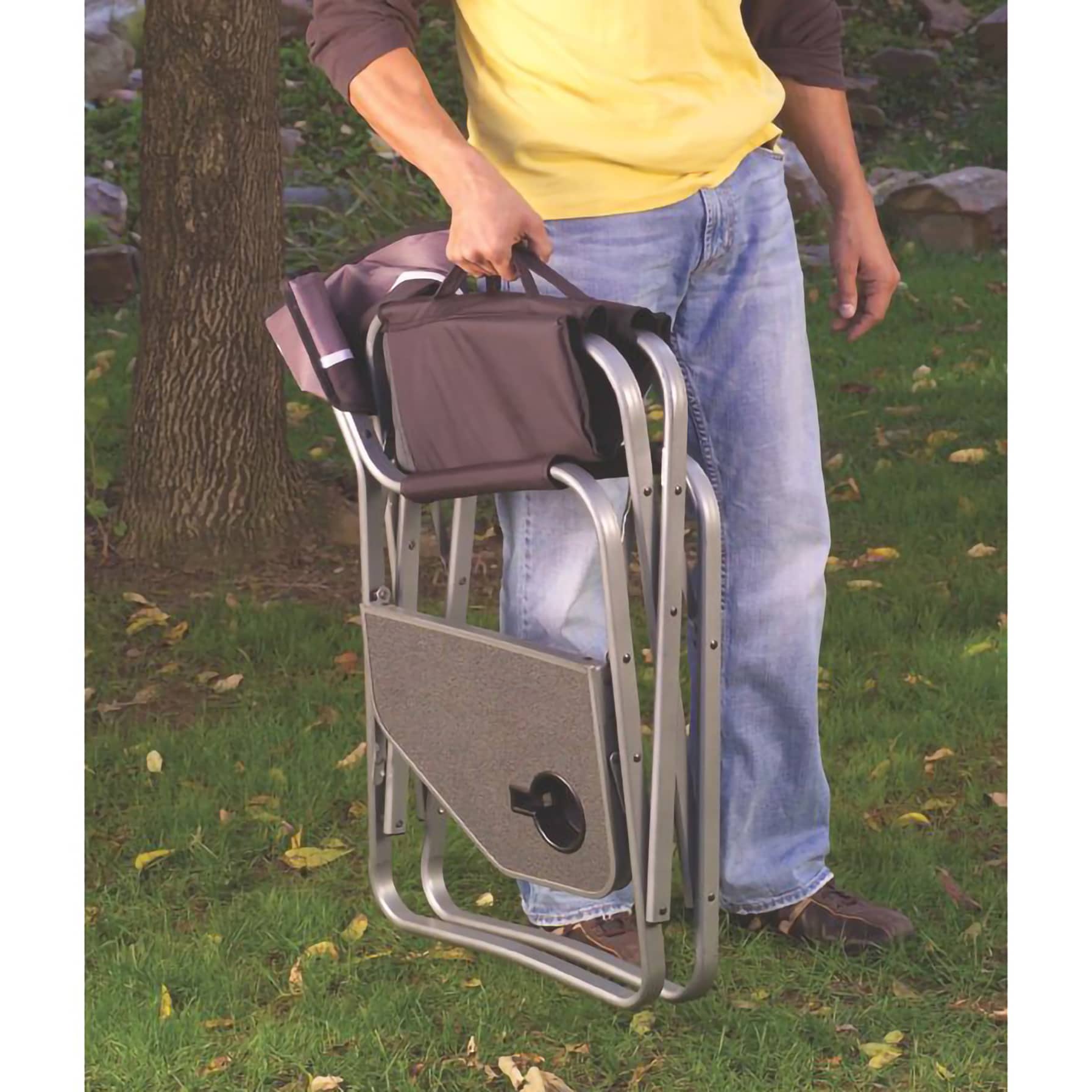 Coleman Aluminum Foldable Deck Chair W/Side Table