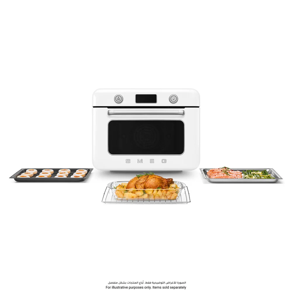 Smeg 50's Style Countertop Multi-Function Oven W/Grill & Steam Function, COF01WHUK (30 L, 1800 W)