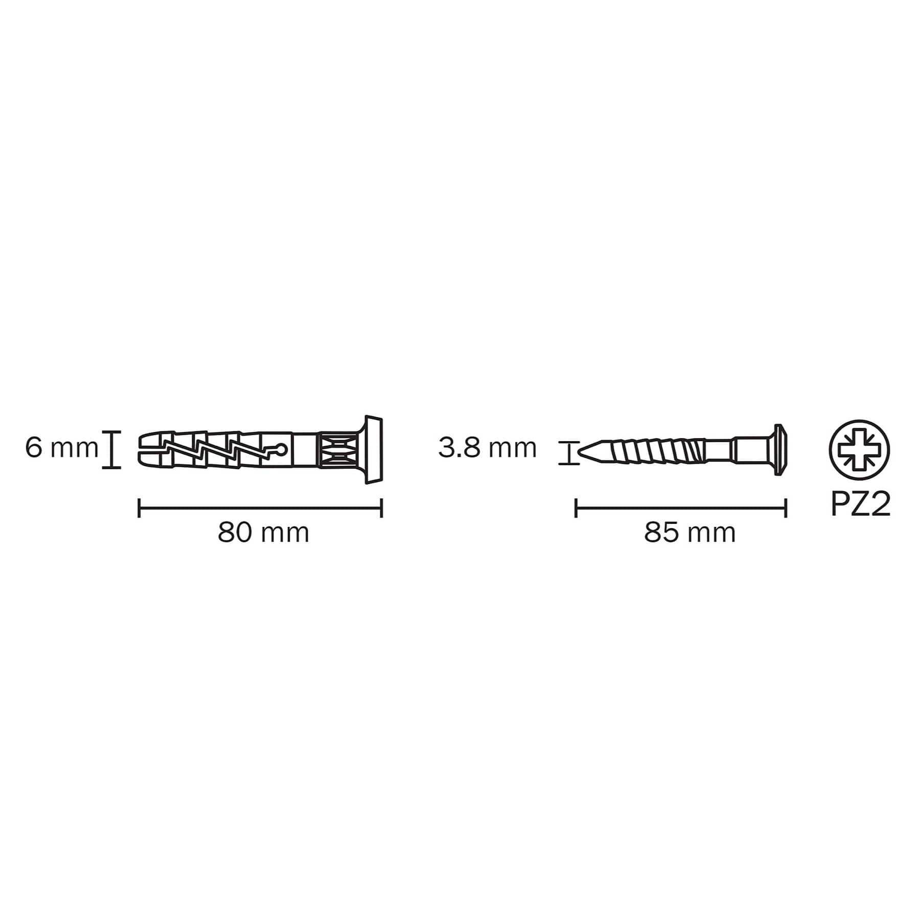 Diall Nylon Mushroom Hammer-In Plug Pack (6 x 80 mm, 20 Pc.)