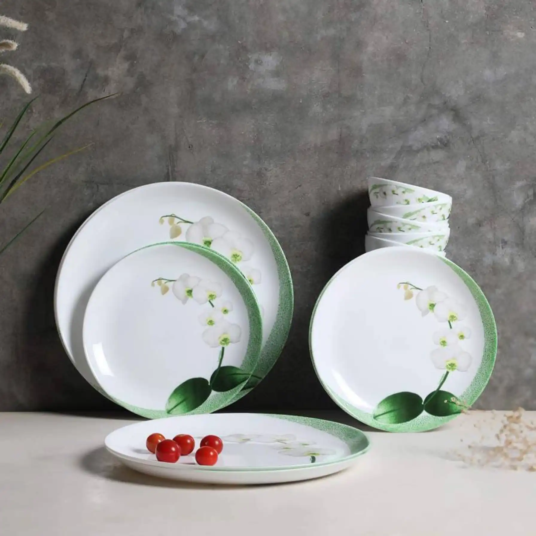 Luminarc White Orchid Opal Dinner Set (46 Pc., White)