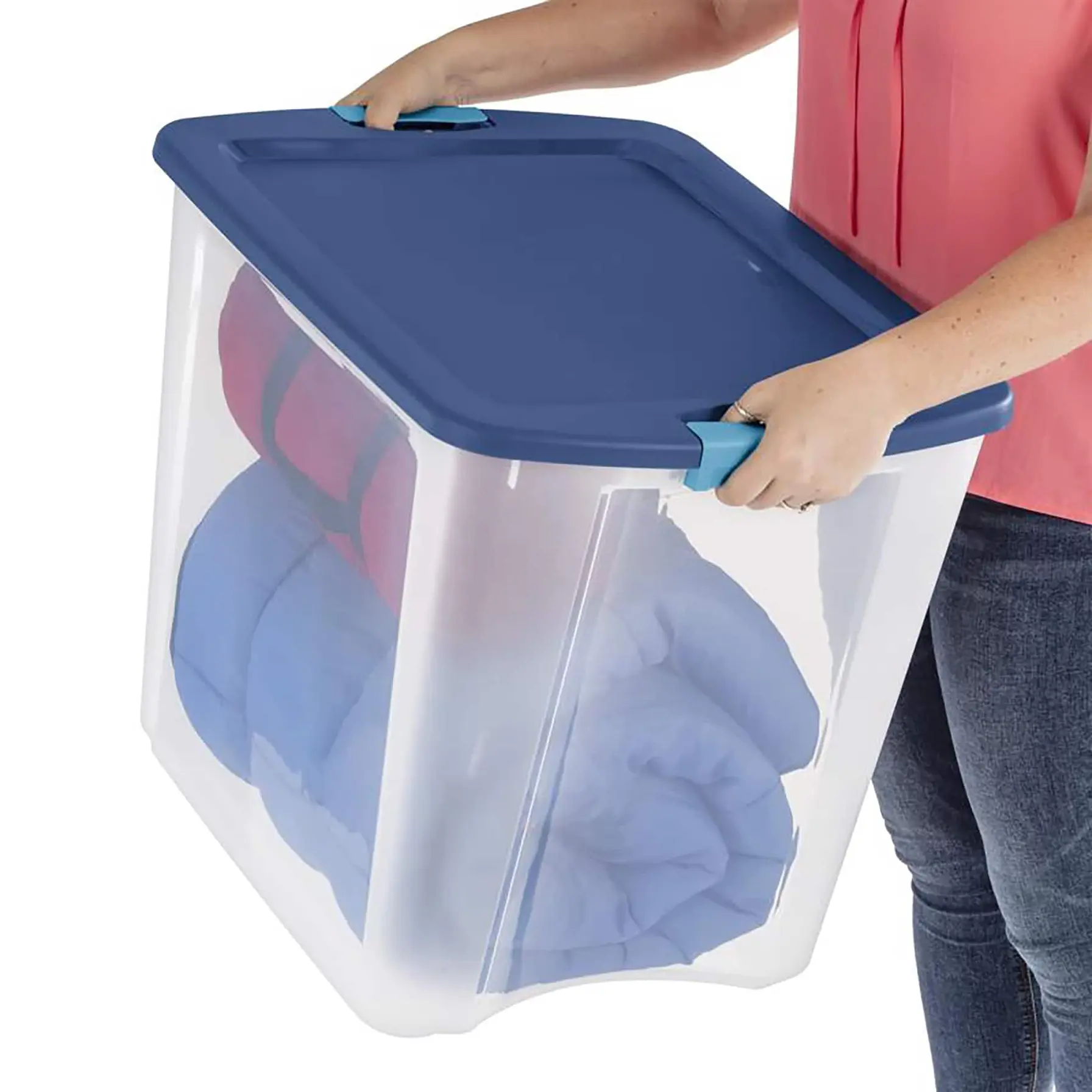 Sterilite Tall Storage Box with Blue Latch (60 x 47.3 x 51.1 cm, 98 L)