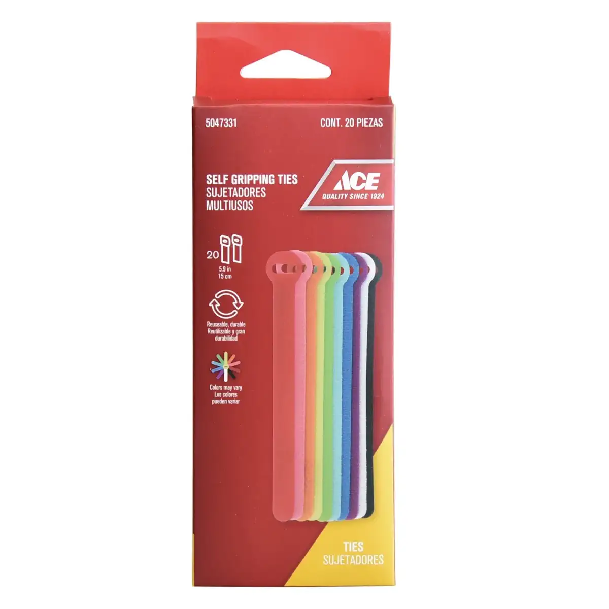 ACE Multicolored Self-Gripping Cable Ties Pack (15 x 2 cm, 20 Pc.)