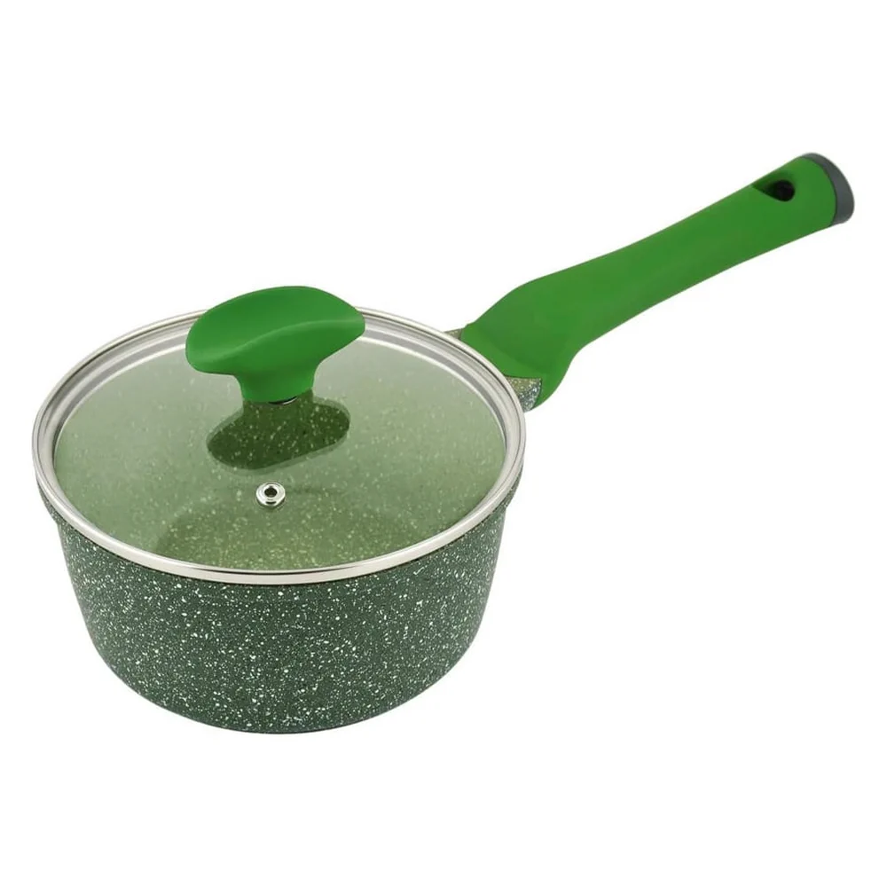 Prestige Essentials Non-Stick Granite Sauce Pan W/Lid & Aluminum Base (16 cm, Green)