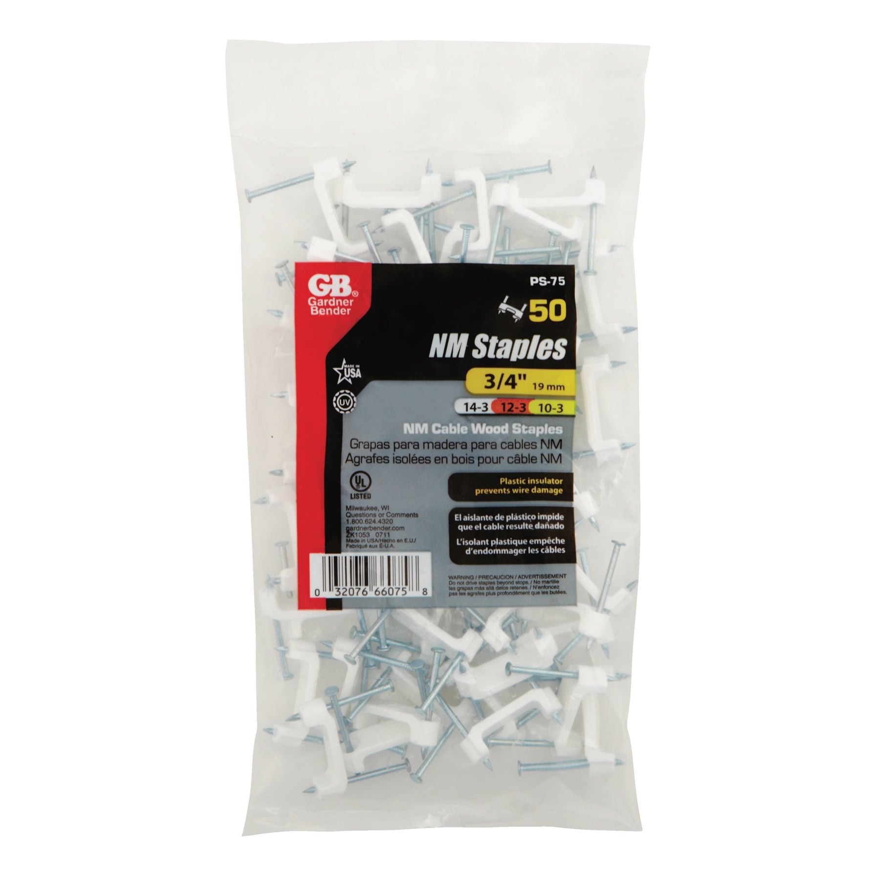 Gardner Bender Plastic Insulated Cable Staples (1.9 x 2.54 cm, 50 Pc.)