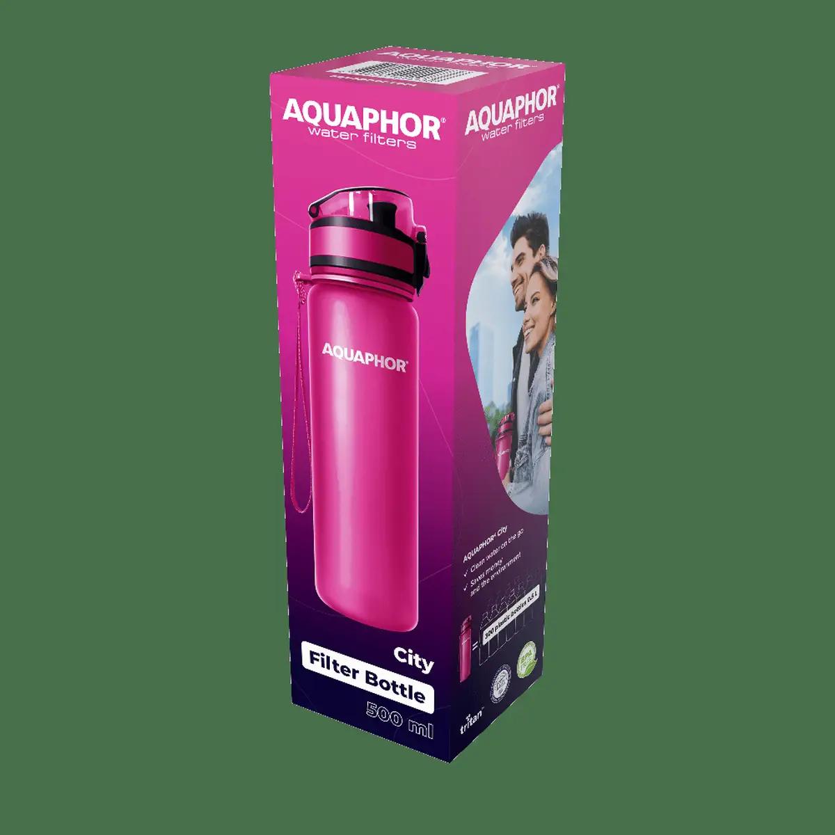 Aquaphor Water Filter Bottle City (0.5 L, Pink)